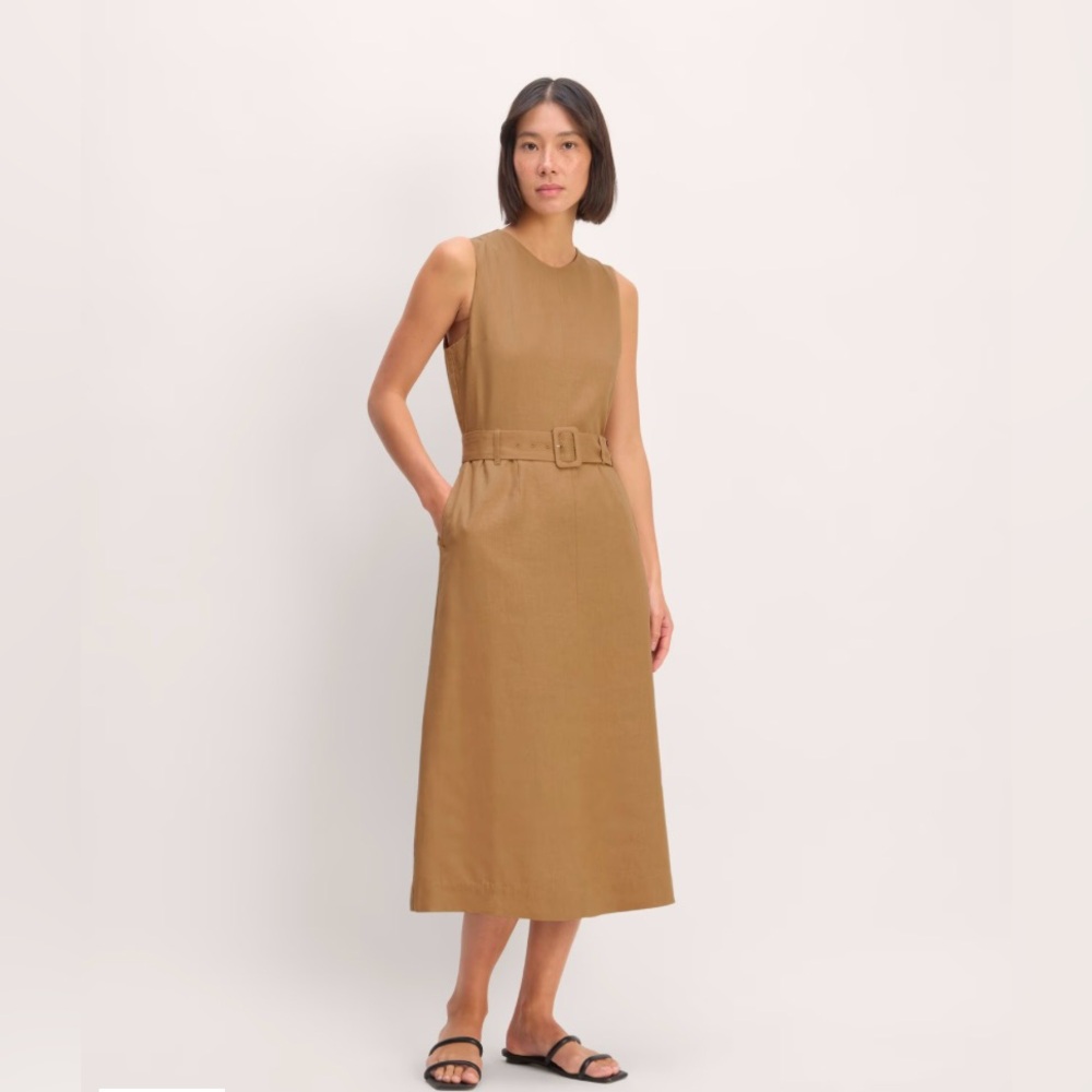 Everlane Linen Belted Midi Dress NWT